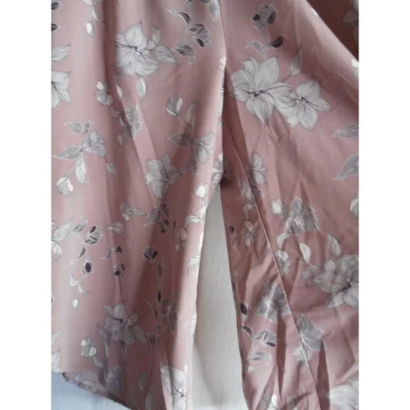 QVC LOGO Lori Goldstein Wide leg Capri Pants Sz 20W floral Dusty mauve - Picture 3 of 8